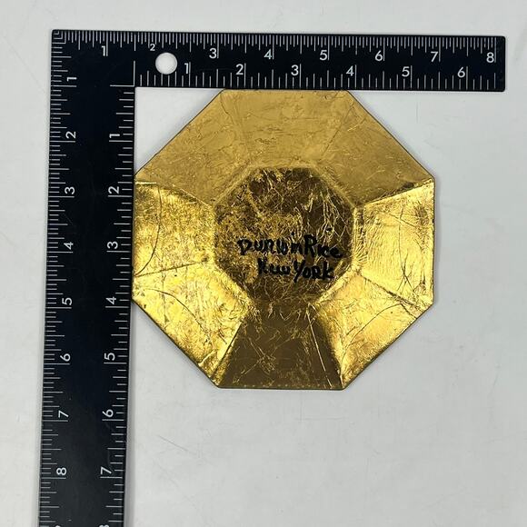 Durwin Rice New York Octagonal Decorative Plate Black Gold Leaf Moliere Quote - Picture 4 of 5